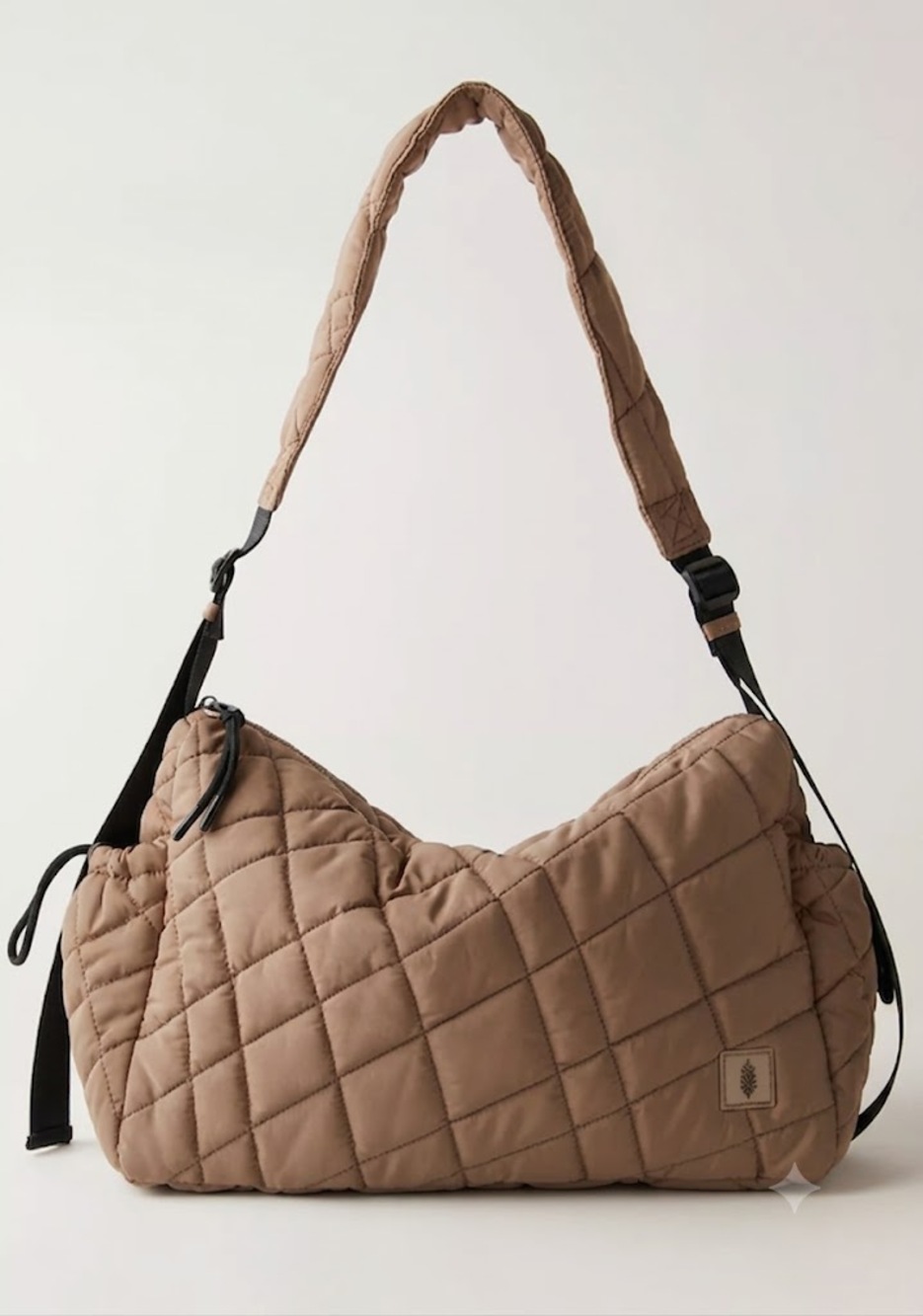 Free People Quilted Shoulder Bag in Taupe